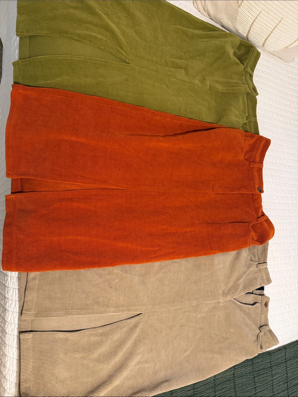 Corduroy Pencil Skirt — Olive, Rust & Tan
